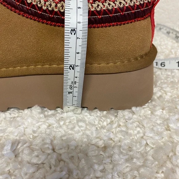 UGG Tazz Women's Tan Flats with Red Trim - Picture 6 of 12